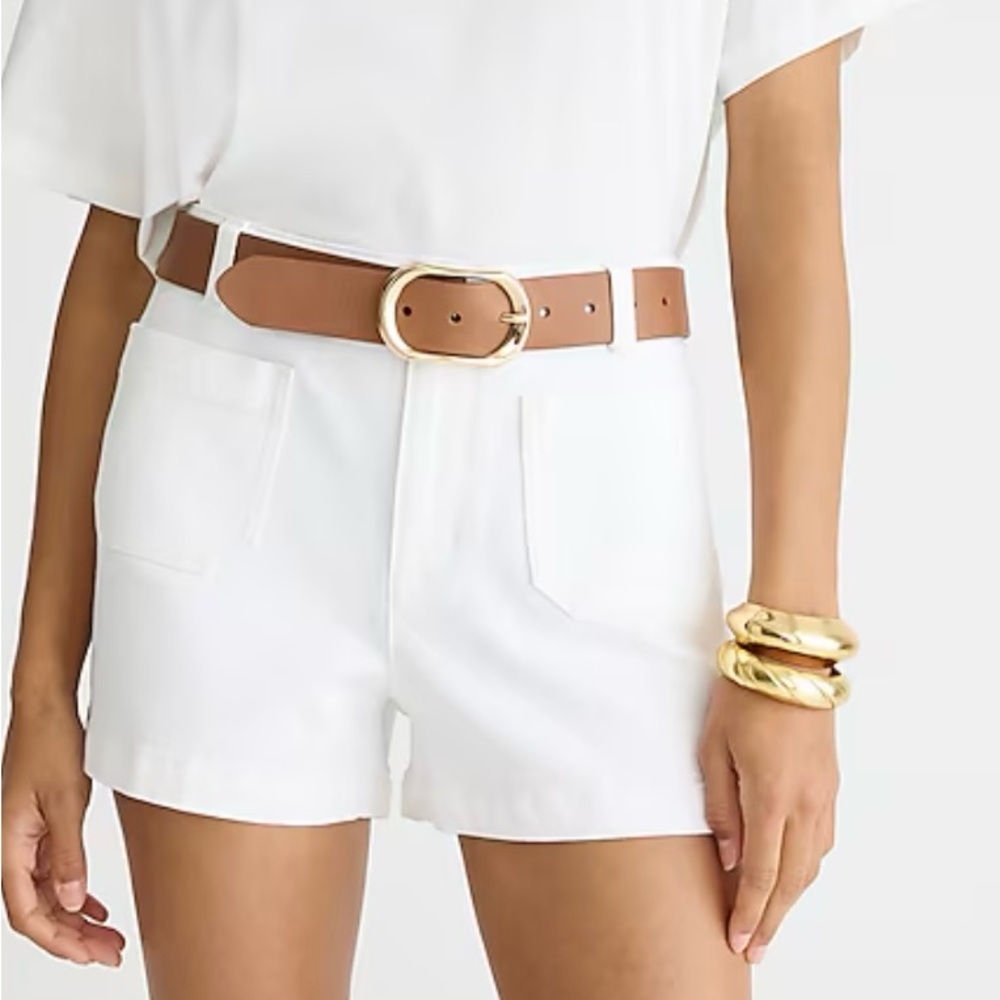 NWT J.Crew Patch-Pocket Denim Short in White Sz 14 BY325